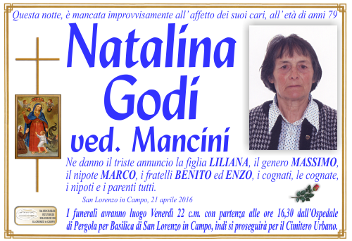 manifesto funebre di Godi Natalina