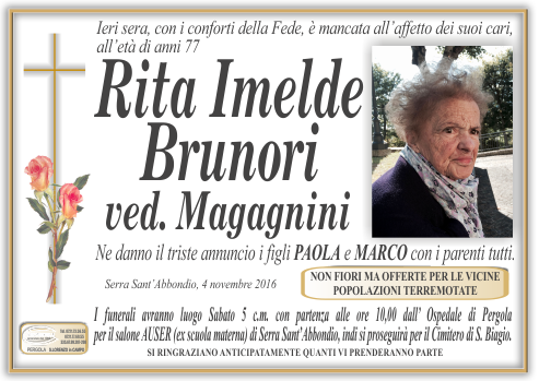 manifesto funebre di Brunori Rita Imelde