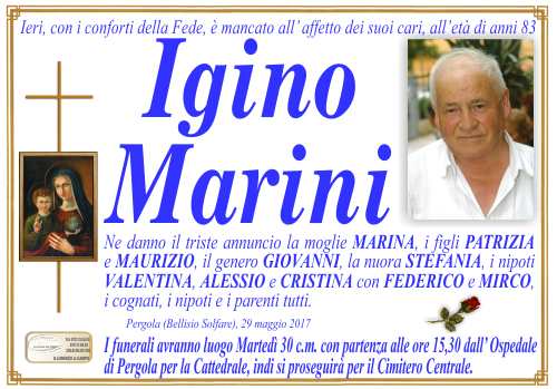 manifesto funebre di Marini Igino