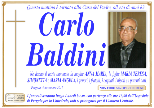 manifesto funebre di Baldini Carlo