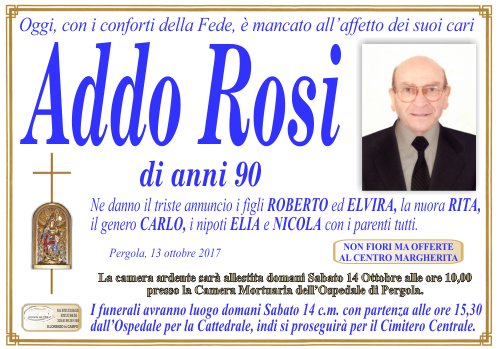 manifesto funebre di Rosi Addo