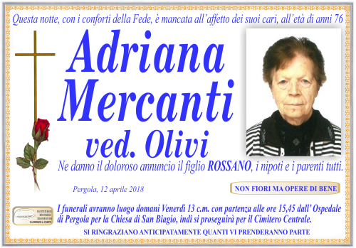 manifesto funebre di Mercanti Adriana