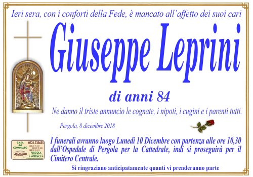 manifesto funebre di Leprini Giuseppe