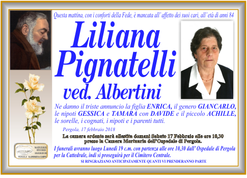 manifesto funebre di Pignatelli Liliana