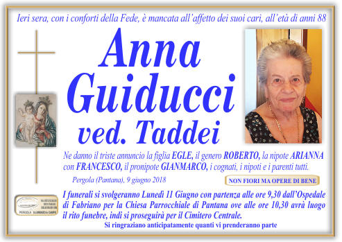 manifesto funebre di Guiducci Anna