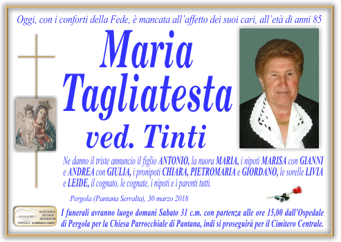 manifesto funebre di Tagliatesta Maria