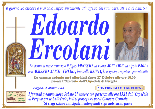 manifesto funebre di Ercolani Edoardo