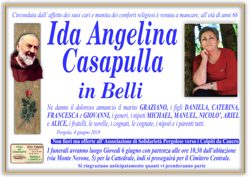 manifesto funebre di Casapulla Ida Angelina