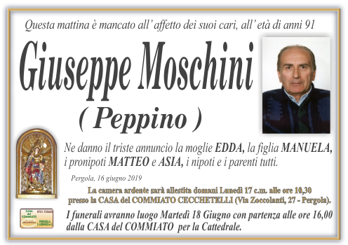 manifesto funebre di Moschini Giuseppe