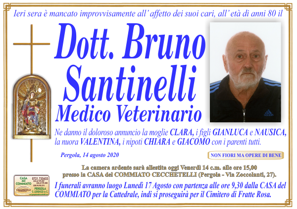 manifesto funebre di Santinelli Bruno