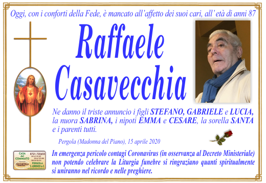 manifesto funebre di Casavecchia Raffaele