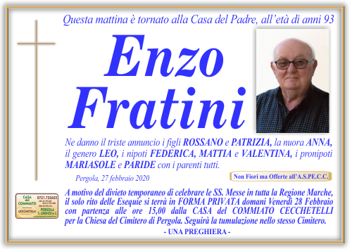 manifesto funebre di Fratini Enzo