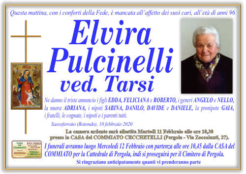 manifesto funebre di Pulcinelli Elvira