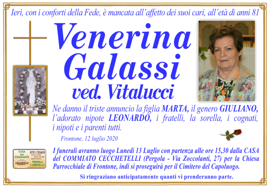 manifesto funebre di Galassi Venerina