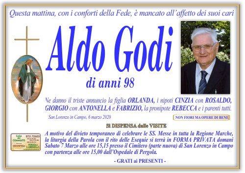 manifesto funebre di Godi Aldo