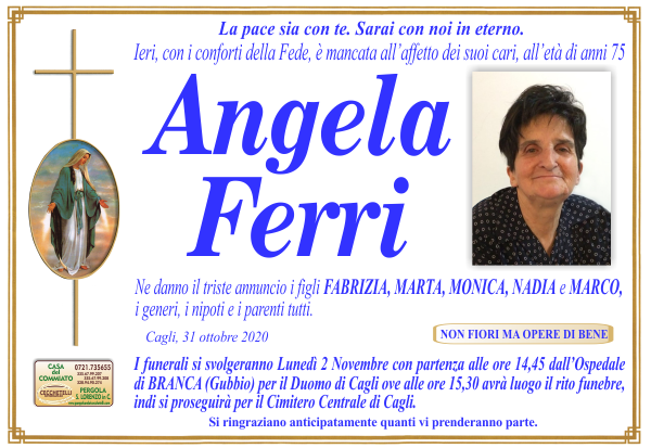 manifesto funebre di Ferri Angela