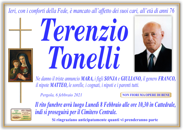 manifesto funebre di Tonelli Terenzio