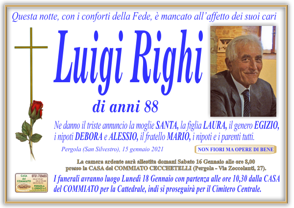 manifesto funebre di Righi Luigi