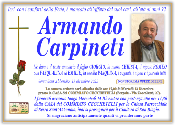 manifesto funebre di Carpineti Armando