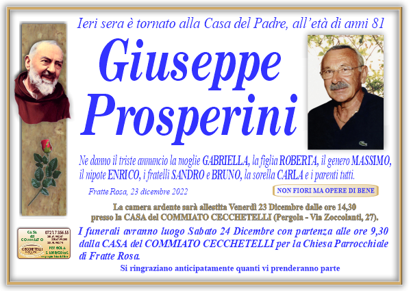 manifesto funebre di Prosperini Giuseppe