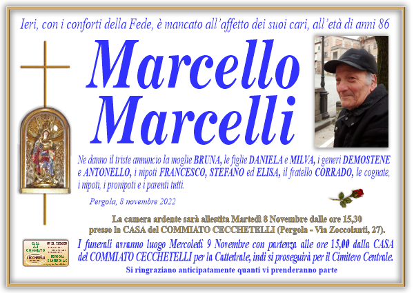 manifesto funebre di Marcelli Marcello