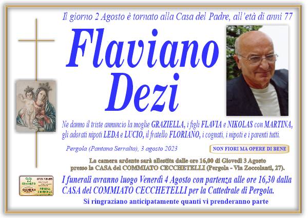 manifesto funebre di Dezi Flaviano