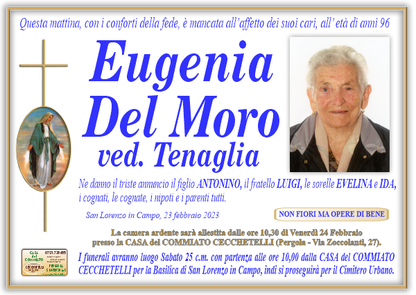 manifesto funebre di Del Moro Eugenia