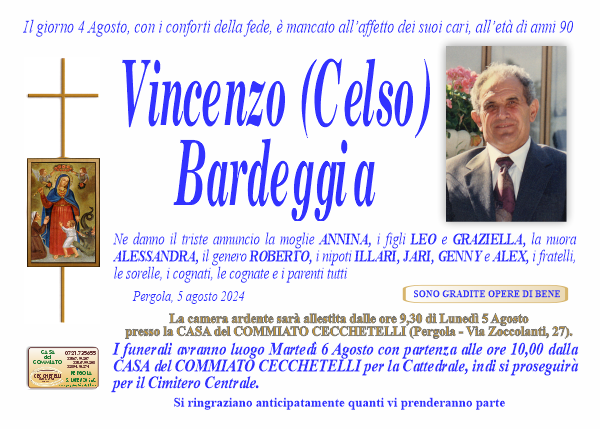 manifesto funebre di Bardeggia Vincenzo