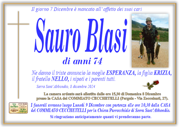 manifesto funebre di Blasi Sauro