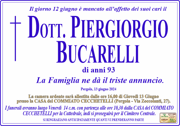 manifesto funebre di Bucarelli Piergiorgio