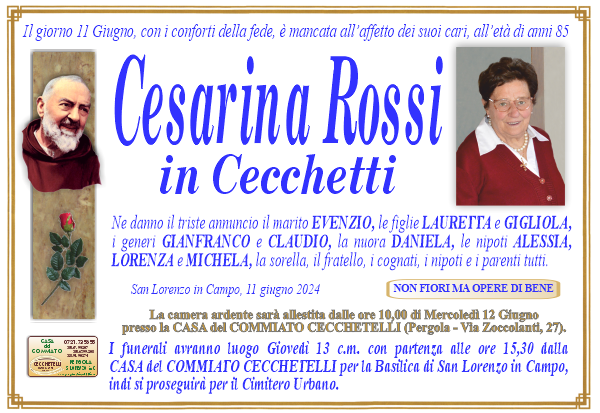 manifesto funebre di Rossi Cesarina