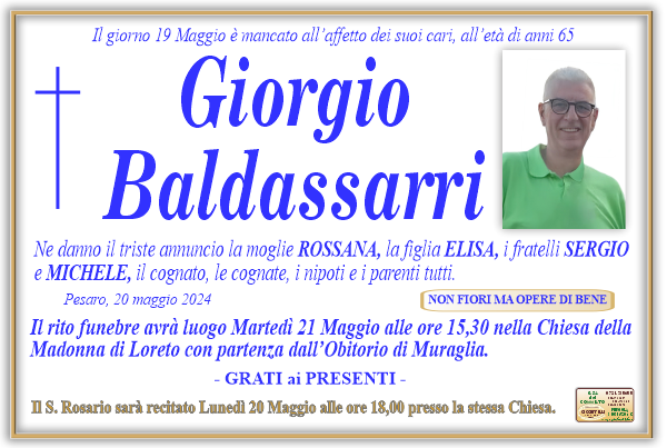 manifesto funebre di Baldassarri Giorgio