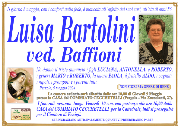 manifesto funebre di Bartolini Luisa