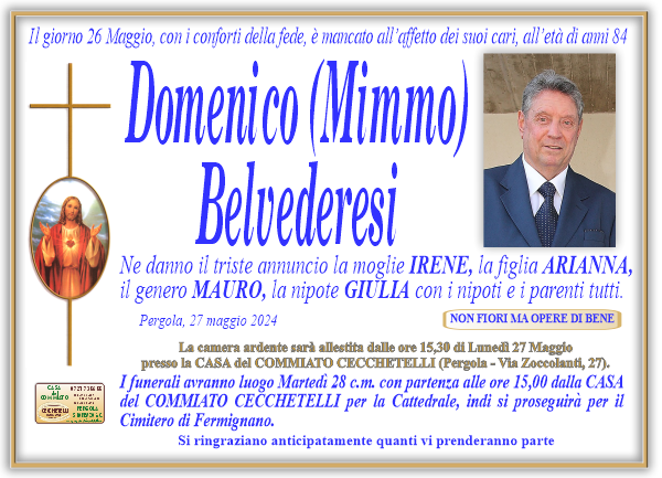 manifesto funebre di Belvederesi Domenico