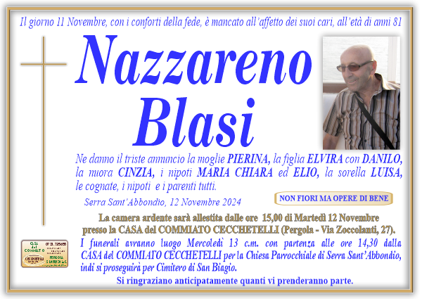 manifesto funebre di Blasi Nazzareno