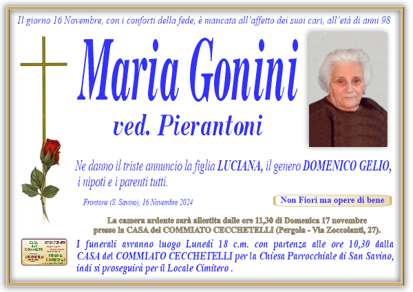 Necrologio di Maria Gonini