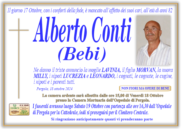 manifesto funebre di Conti Alberto