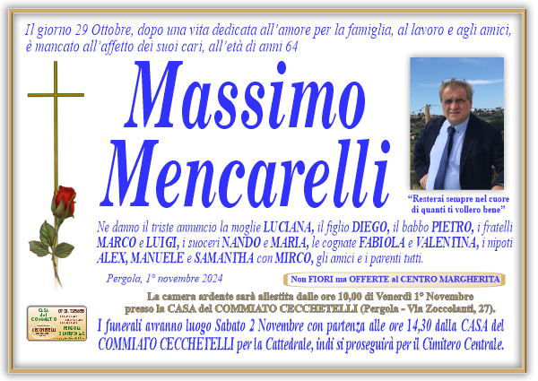 manifesto funebre di Mencarelli Massimo