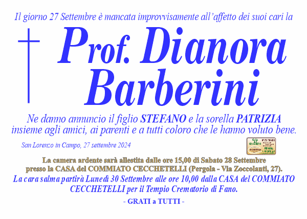 manifesto funebre di Barberini Dianora